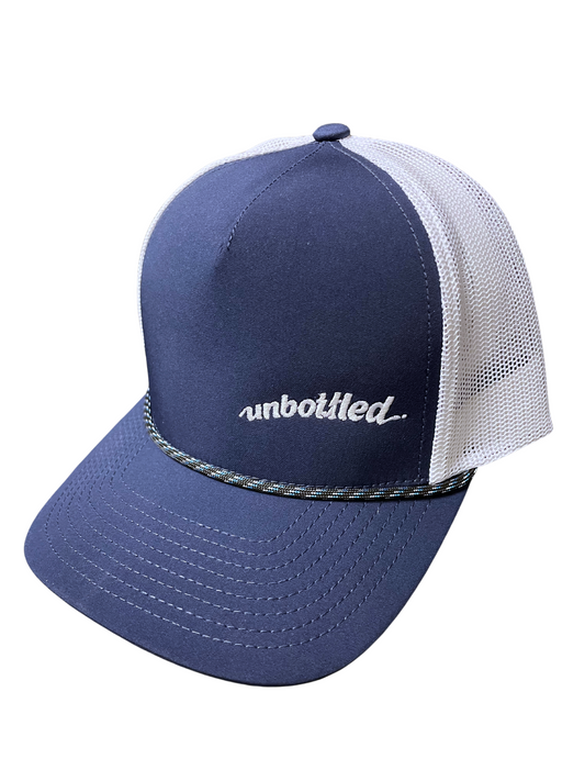 Hat - Navy/White Snapback - Unbottled Lower Panel Logo