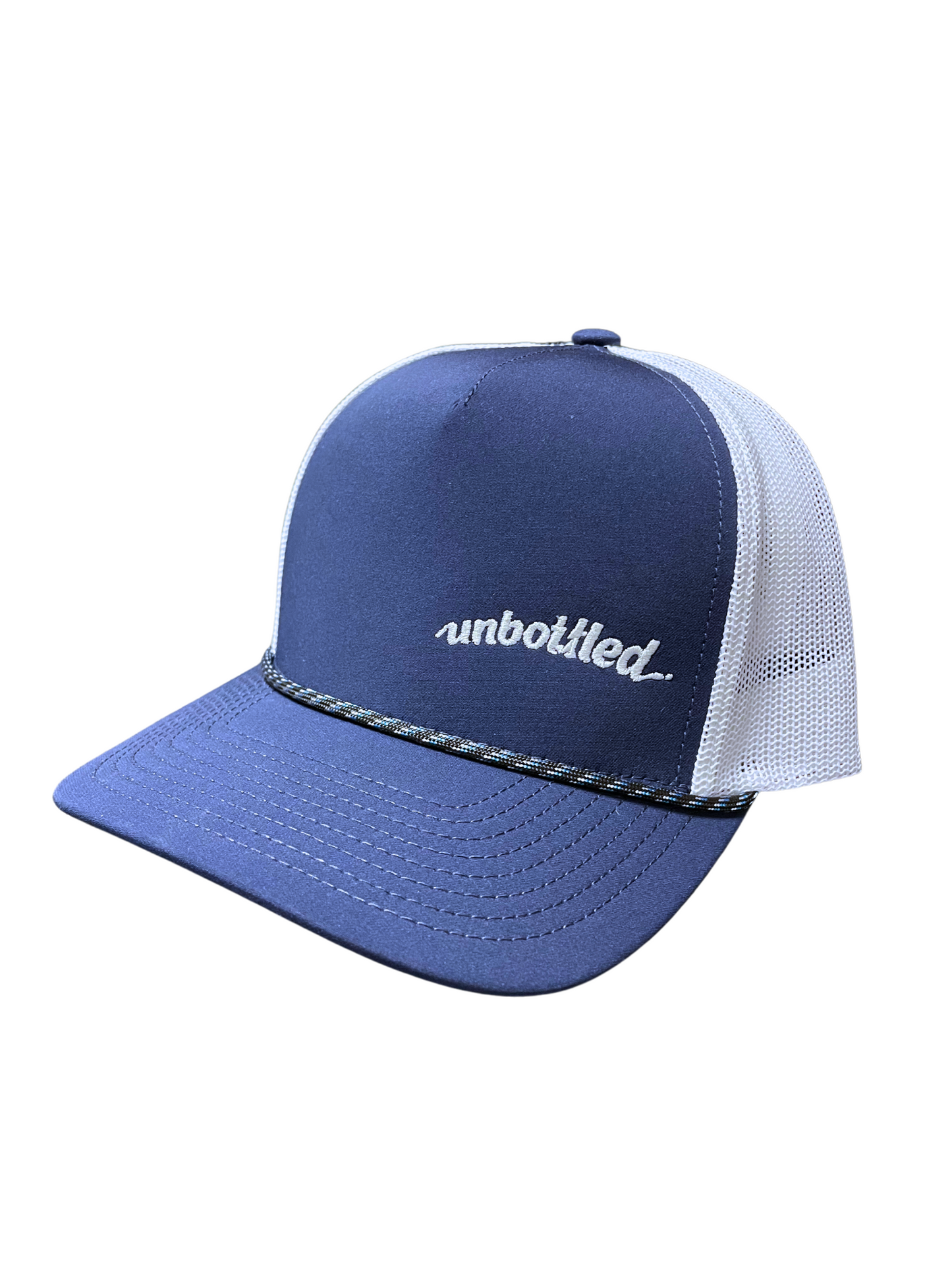 Hat - Navy/White Snapback - Unbottled Lower Panel Logo