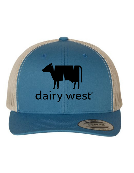Blue Snapback Hat With Black Logo