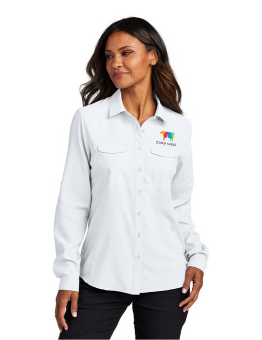 Women's Long Sleeve White Daybreak Shirt Full Color Logo