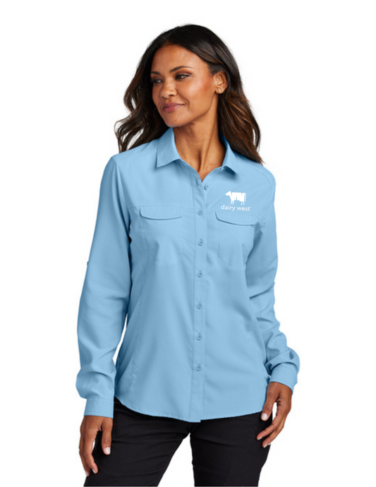 Women's Long Sleeve Light Blue Daybreak Shirt White Logo